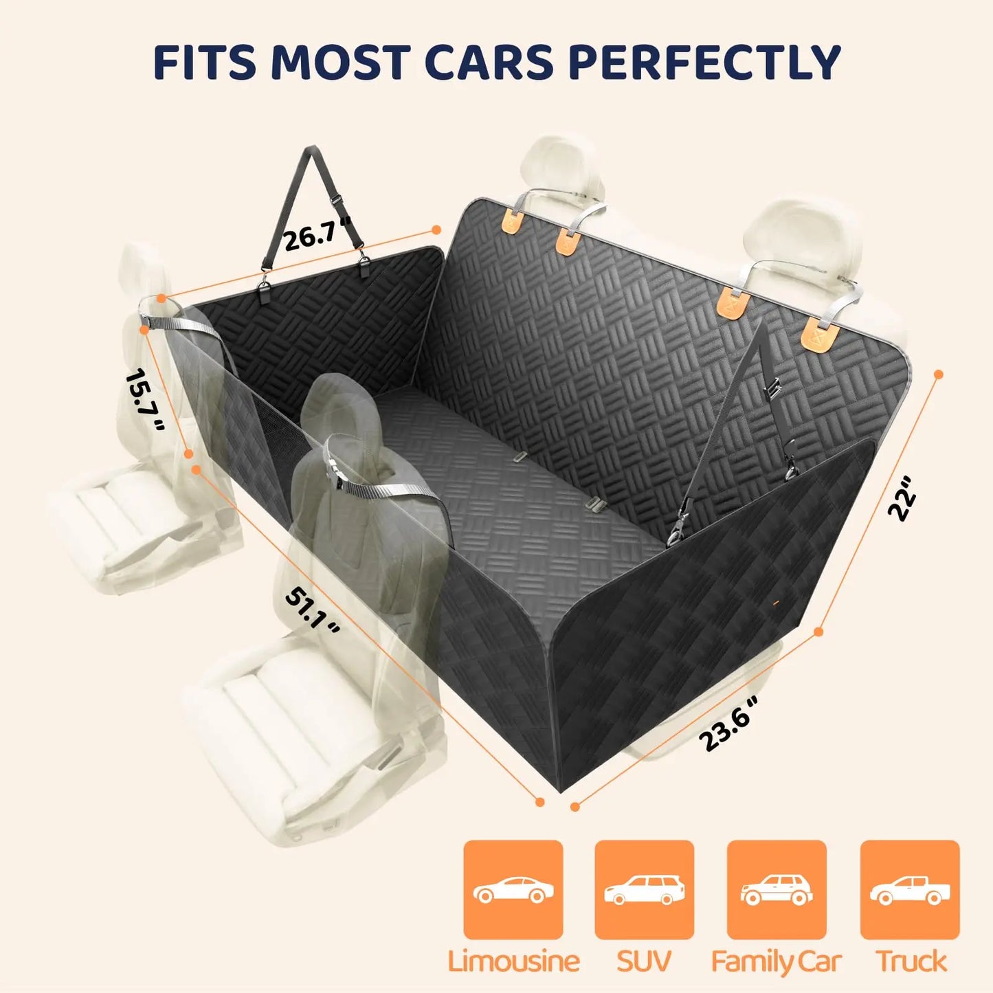 Heavy-Duty Anti-Scratch Washable Dog Hammock for Cars and SUVS