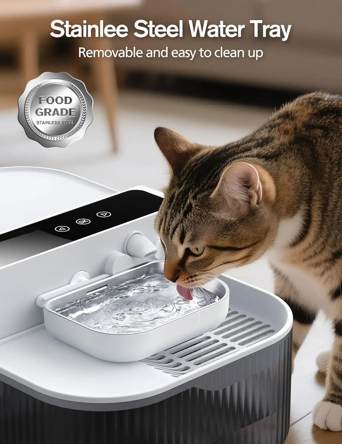 3.5L Wireless Pet Water Fountain, No Filters Needed, 180-Day Battery