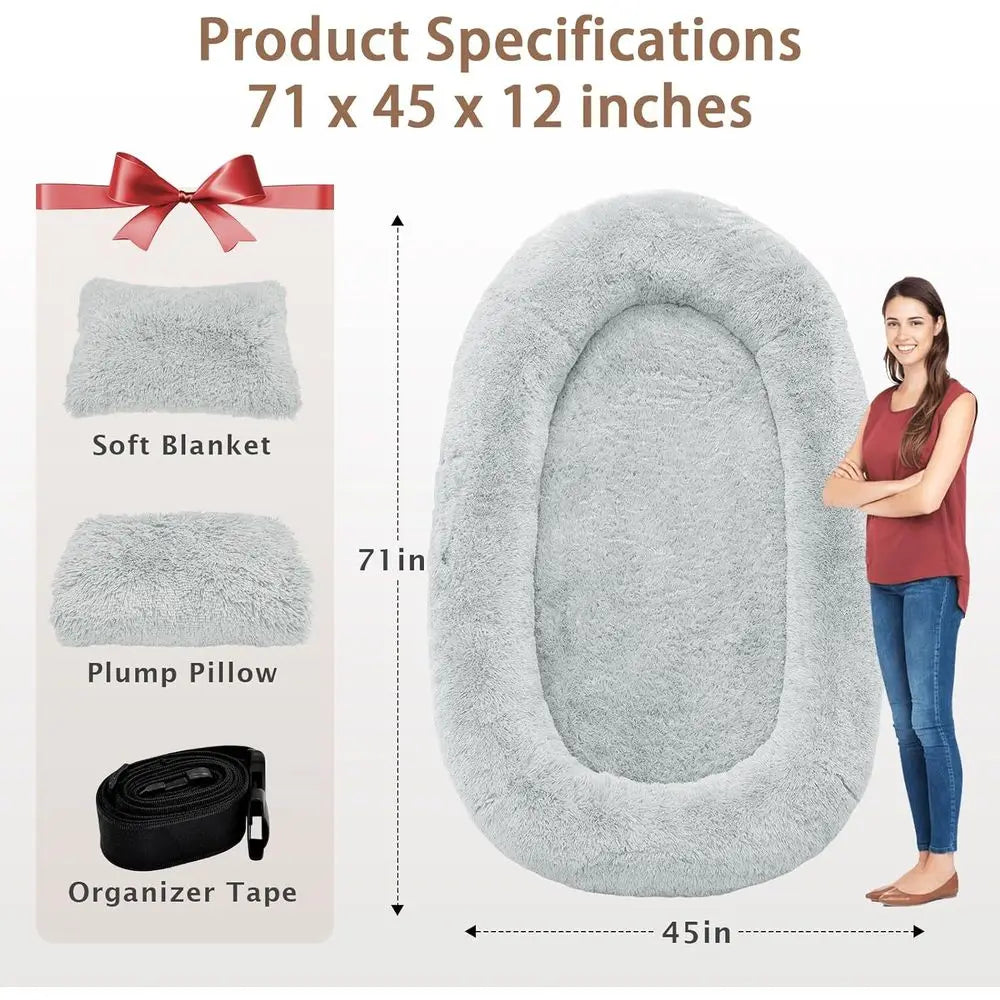 Oversized Memory Foam Dog Bed with Pillow