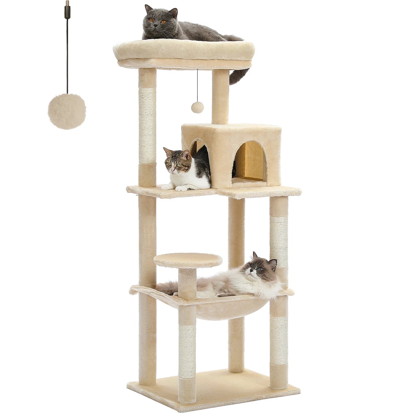 Cat Tree for Indoor Cats with Large Hammock