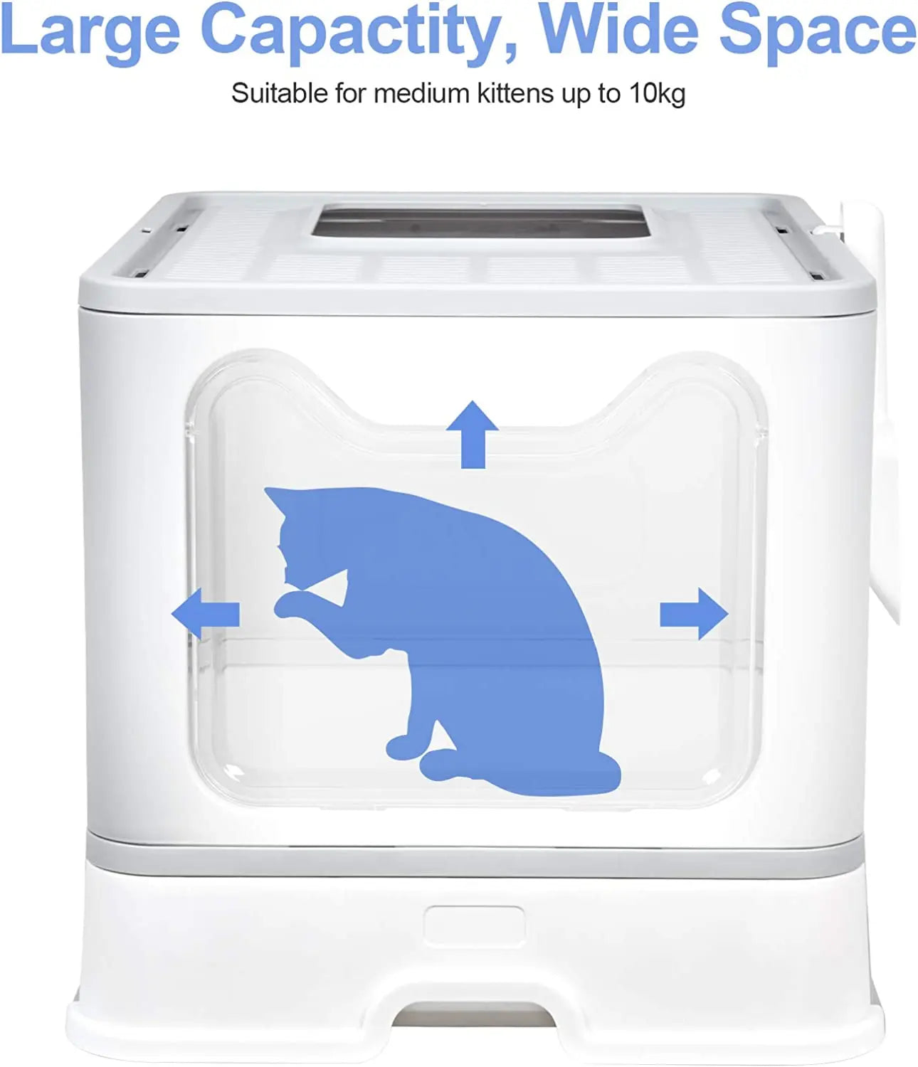 Foldable Cat Litter Box with Scoop and Drawer