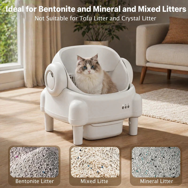 Self Cleaning Litter Box Multi-functional Cat Litter Box Automatic Cat Litter Box with APP Control Safety Sensor Protection