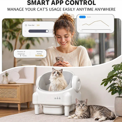 Self Cleaning Litter Box Multi-functional Cat Litter Box Automatic Cat Litter Box with APP Control Safety Sensor Protection