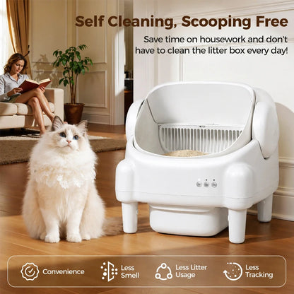 Self Cleaning Litter Box Multi-functional Cat Litter Box Automatic Cat Litter Box with APP Control Safety Sensor Protection