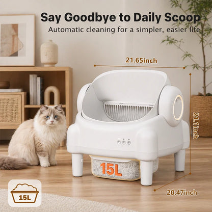 Self Cleaning Litter Box Multi-functional Cat Litter Box Automatic Cat Litter Box with APP Control Safety Sensor Protection