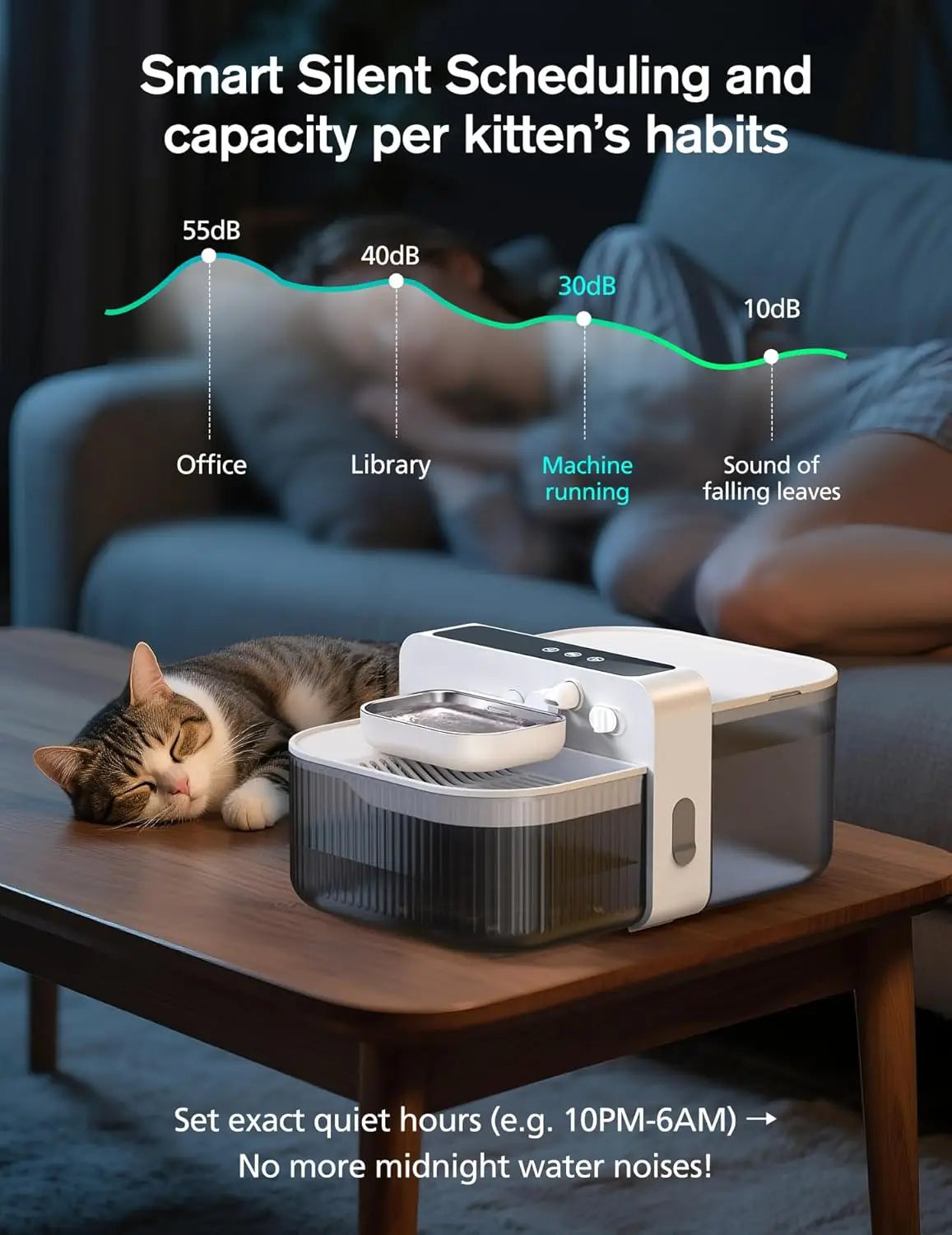 3.5L Wireless Pet Water Fountain, No Filters Needed, 180-Day Battery