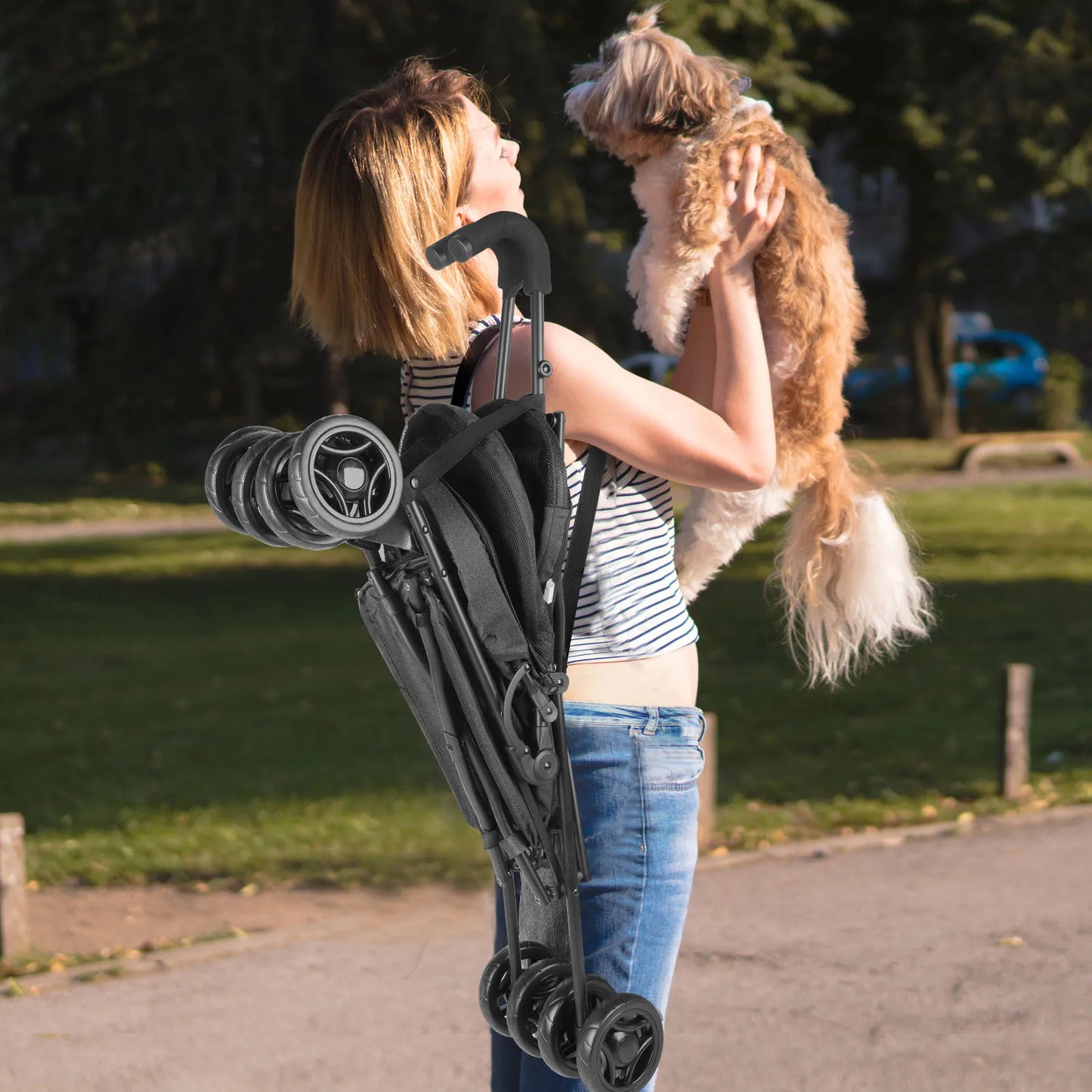 Pet Dog Stroller  with 4 Wheels