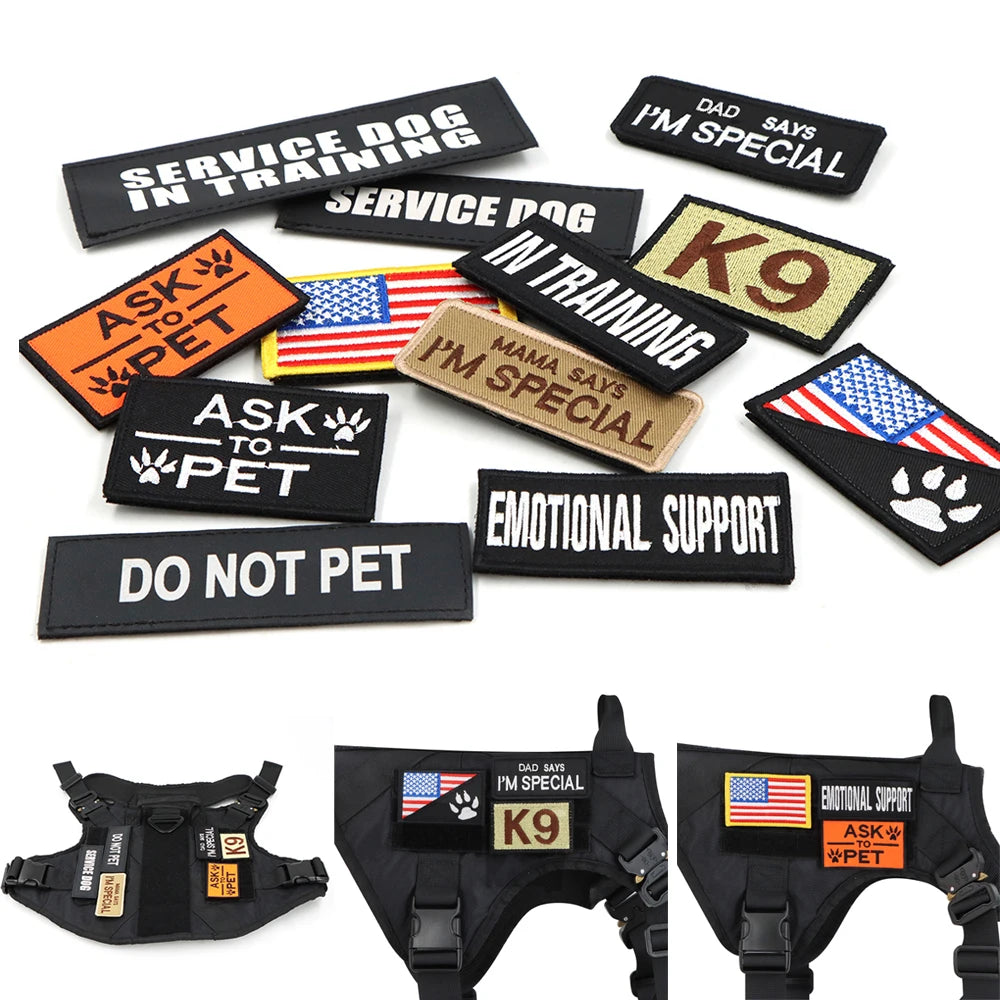 Large Dog Harness Leash Bags Patches Set
