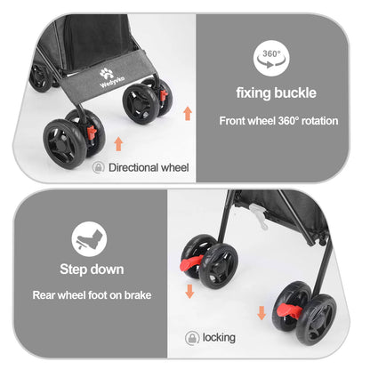 Pet Dog Stroller  with 4 Wheels