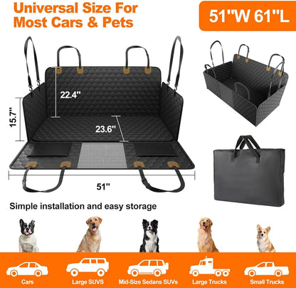 Foldable Dog Car Seat Hammock, Rear Back Seat Protector