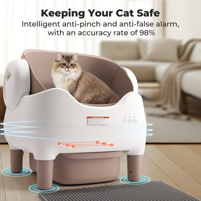 Self Cleaning Litter Box with APP Control, Odor-Free for Multi Cats