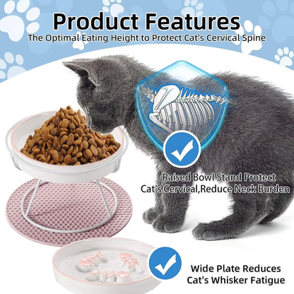 Elevated Slow Feeder Bowl for Cats and Dogs