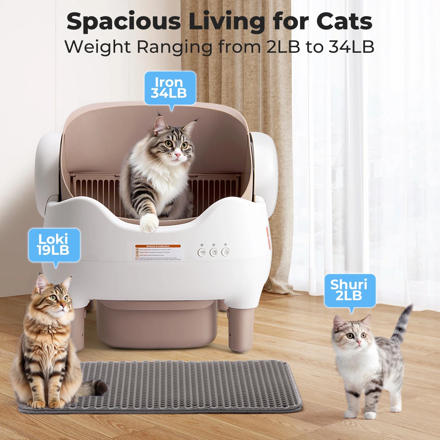 Self Cleaning Litter Box with APP Control, Odor-Free for Multi Cats