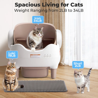 Self Cleaning Litter Box with APP Control, Odor-Free for Multi Cats