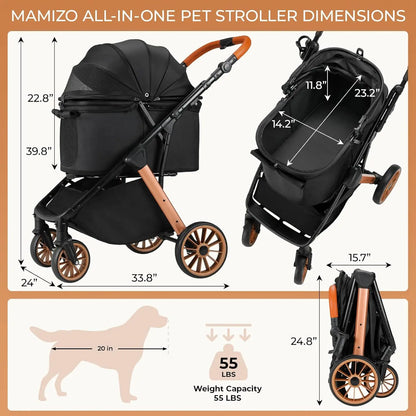 Foldable Dog Stroller for Medium Small Pets