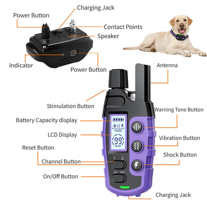 3300Ft Electric Dog Training Collar Remote Control Waterproof Pet BehaviorFor 5-120lbs Puppy With Vibration Shock Beep