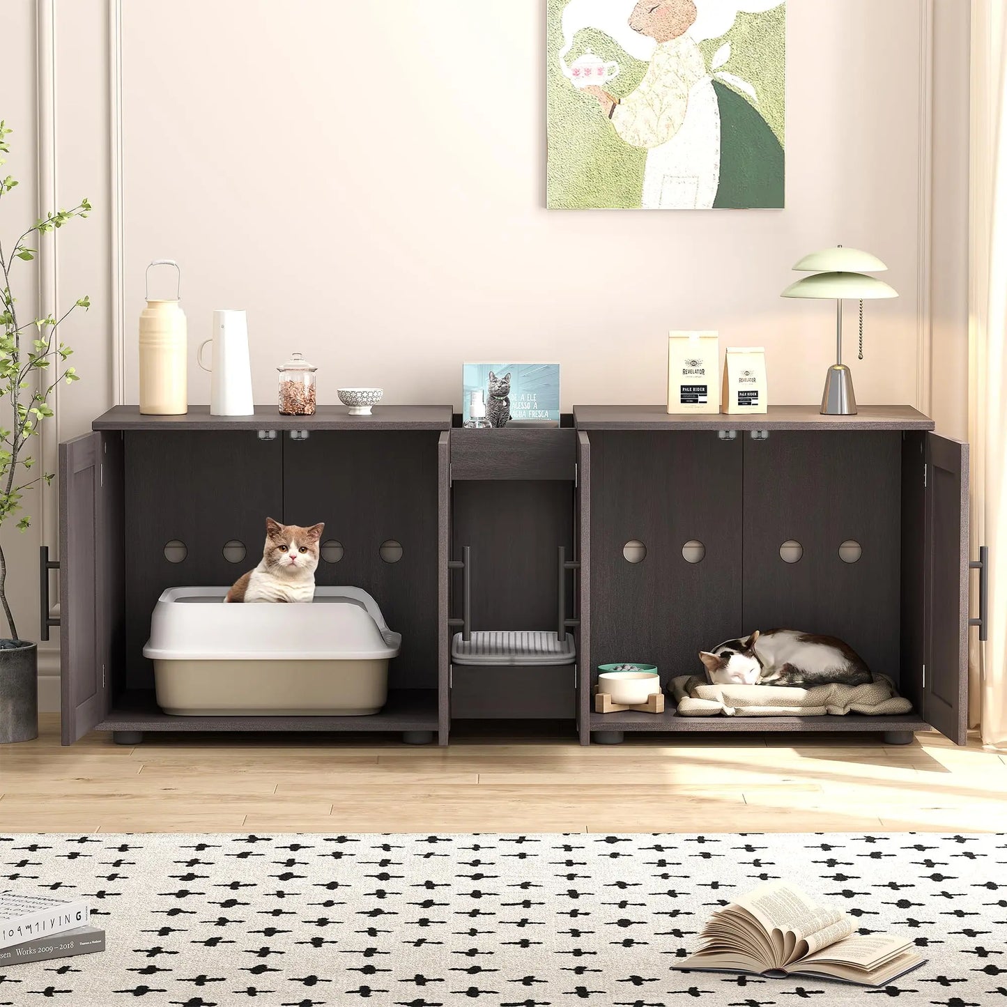 Wooden Enclosed Cat Litter Box