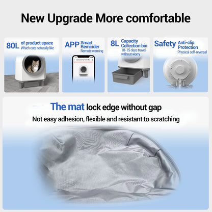 Self Cleaning Cat Litter Tray, Open-Top Automatic Cat Litter Box, App Control with Safety Sensors,Waste Bin/Odor-Free Smart, US