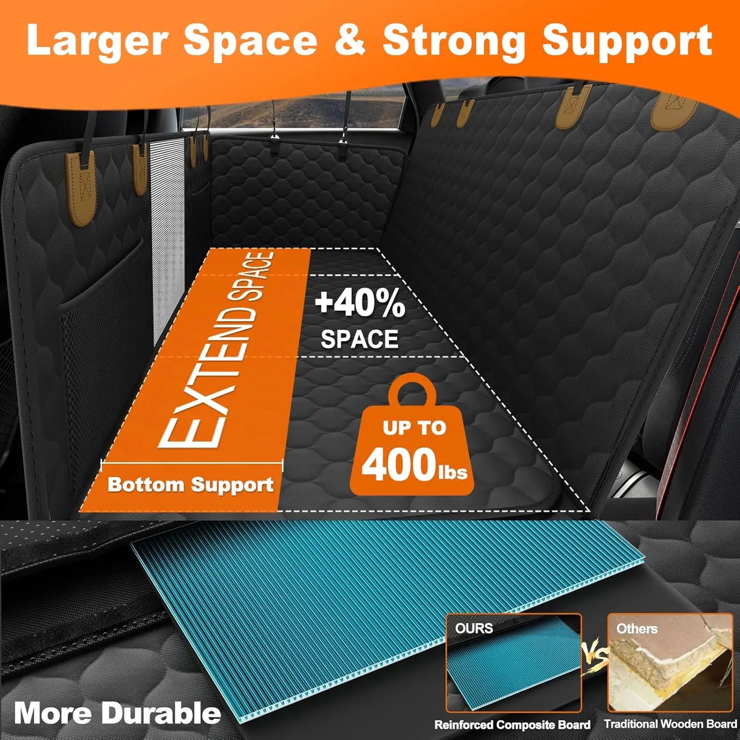 Foldable Dog Car Seat Hammock, Rear Back Seat Protector