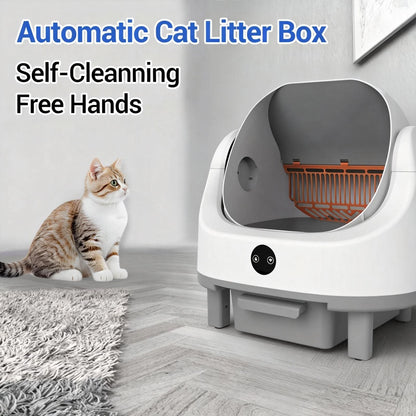 Self Cleaning Cat Litter Tray, Open-Top Automatic Cat Litter Box, App Control with Safety Sensors,Waste Bin/Odor-Free Smart, US
