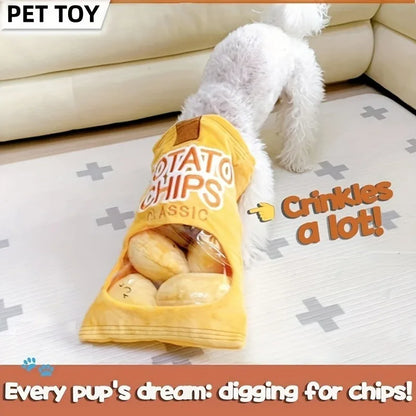 Plush Crinkle Chip Bag Dog Toy