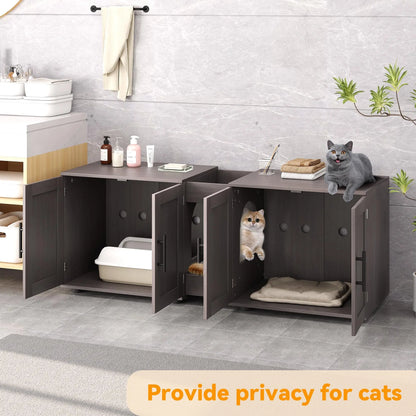 Wooden Enclosed Cat Litter Box