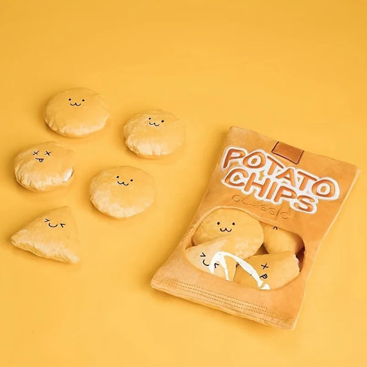 Plush Crinkle Chip Bag Dog Toy