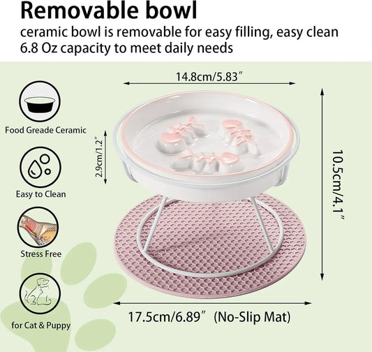 Elevated Slow Feeder Bowl for Cats and Dogs
