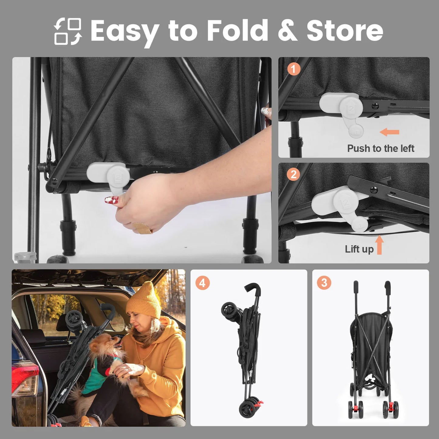 Pet Dog Stroller  with 4 Wheels
