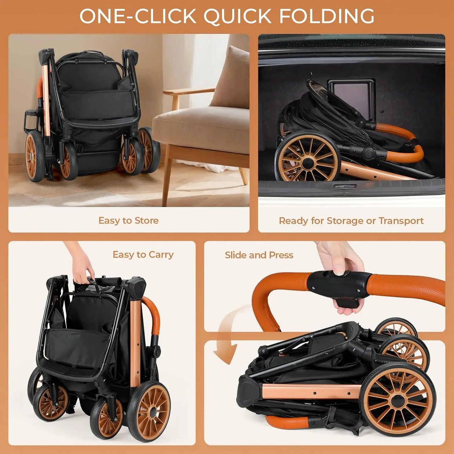 Foldable Dog Stroller for Medium Small Pets