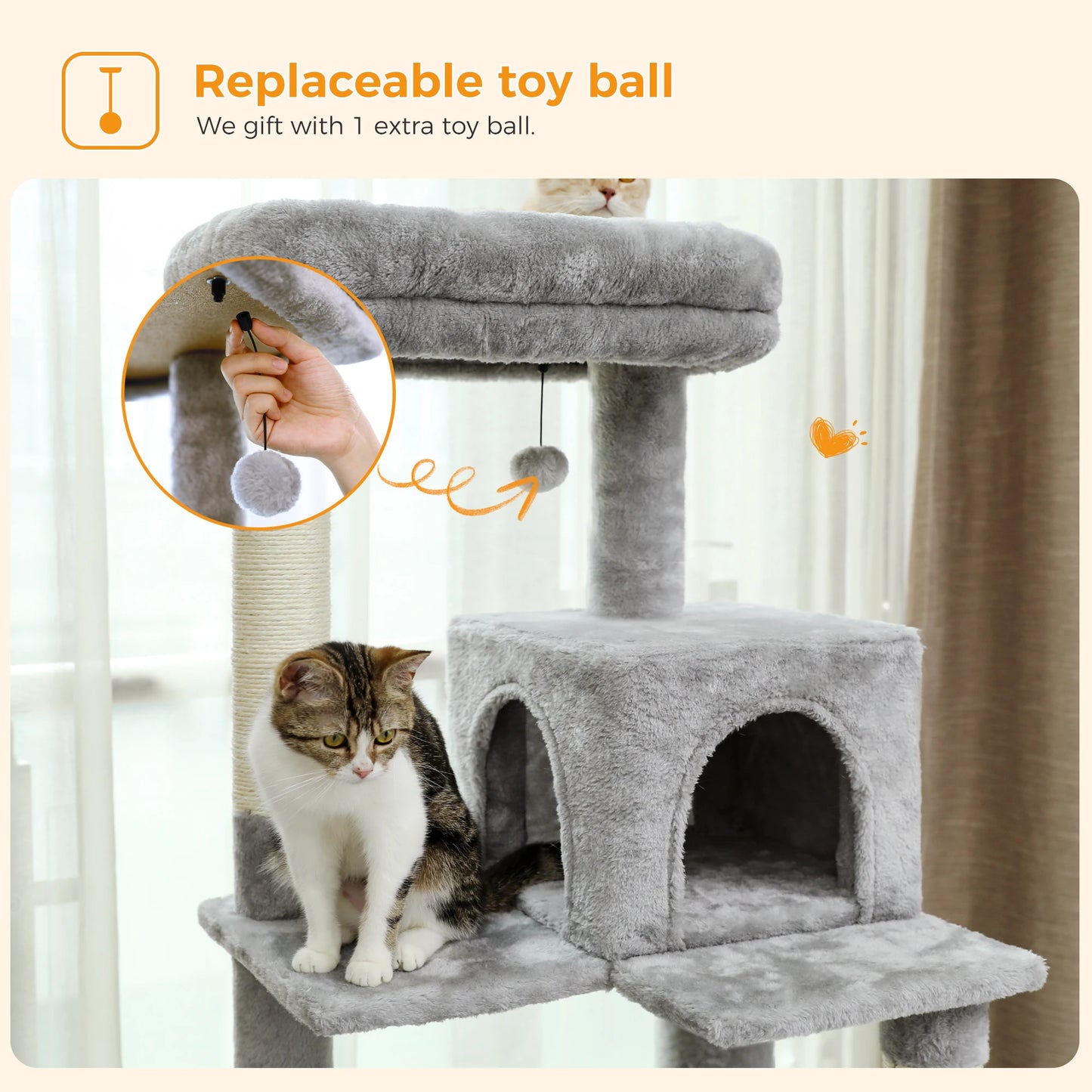 Cat Tree for Indoor Cats with Large Hammock