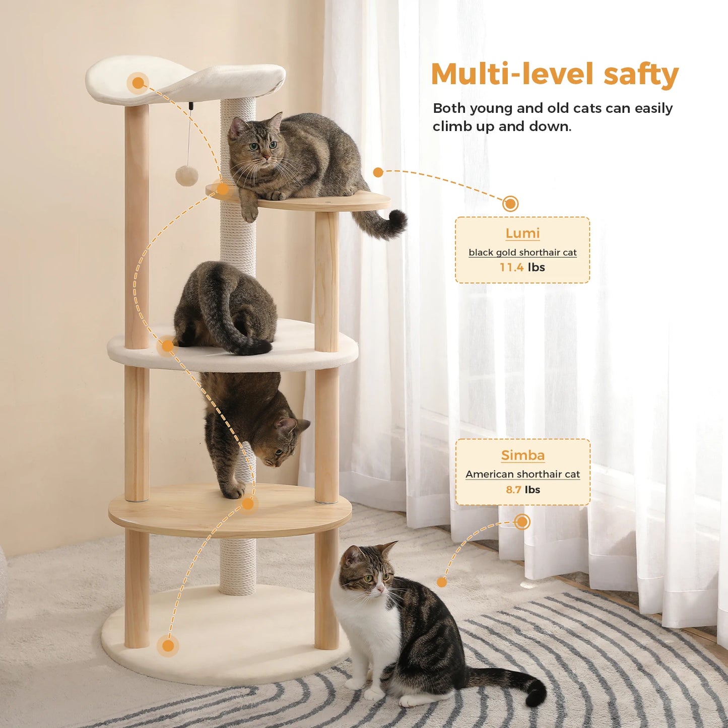 Modern Cat Tree Tower with Scratching Post Multi-level